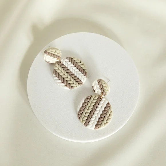 Olive Knit Earrings - Picture 3 of 6